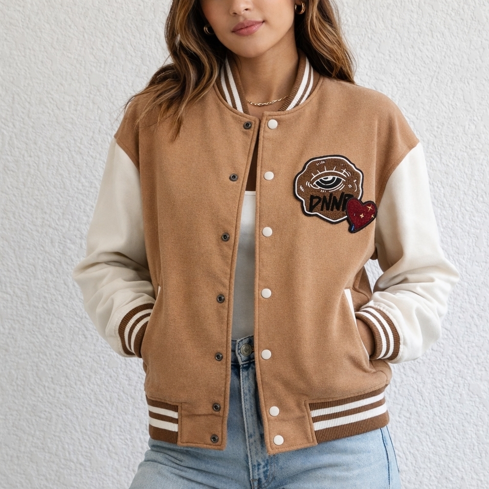 Zara Faux Suede Varsity Bomber Jacket In Size Small